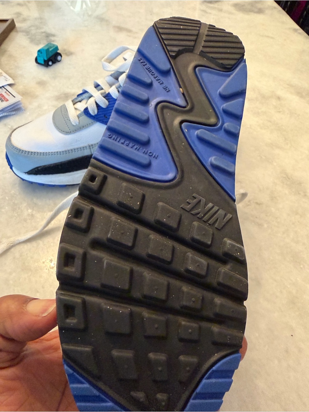 Nike Kids White, Gray & Blue Sneakers - Picture 8 of 8